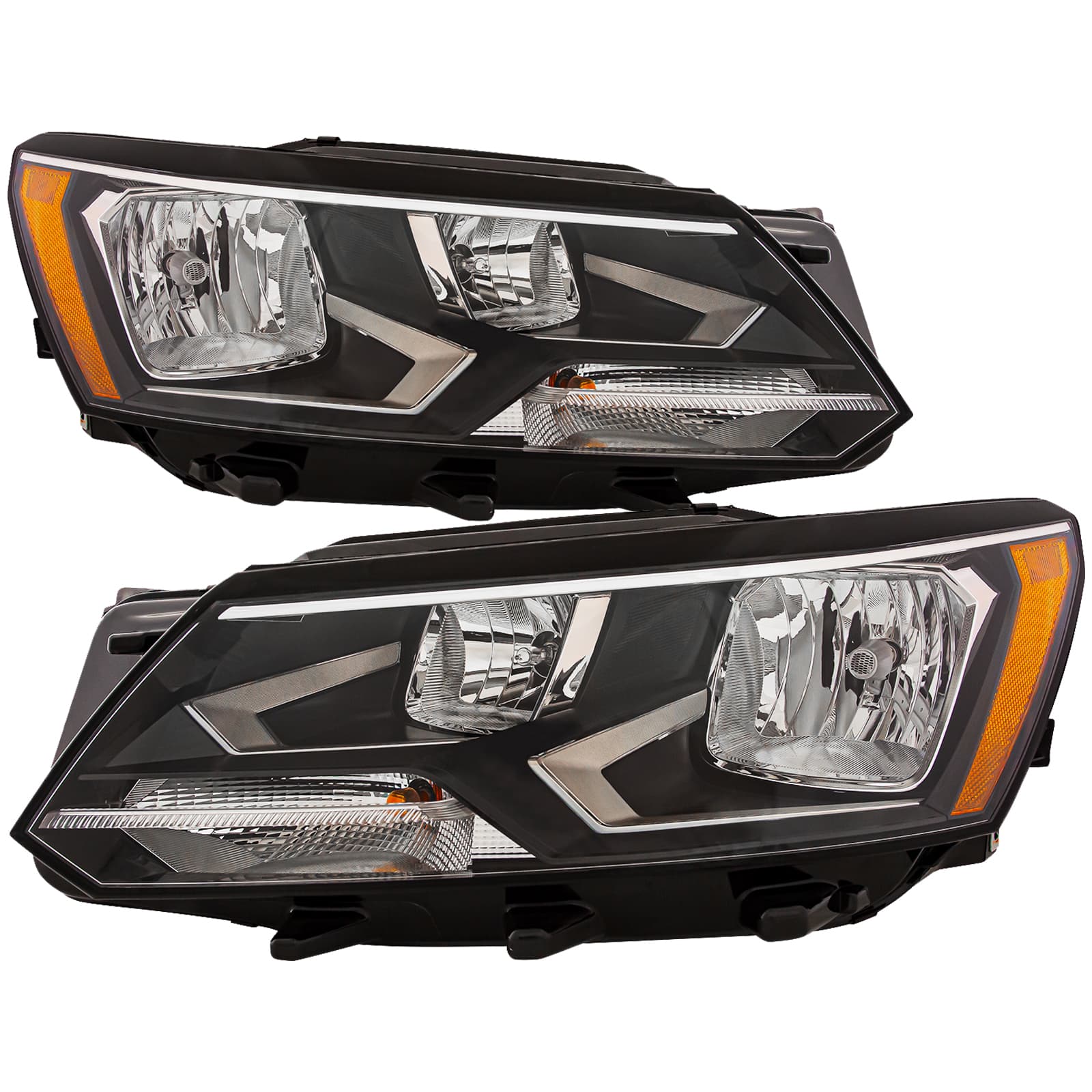 Headlights Set Fits 16-19 Volkswagen Passat CAPA Certified Halogen Pair
