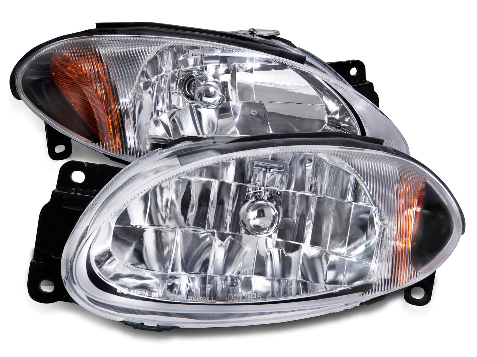 Headlights Pair Fits 1998-2003 Ford Escort ZX2 Coupe Halogen Left Driver and Right Passenger Side Headlamps