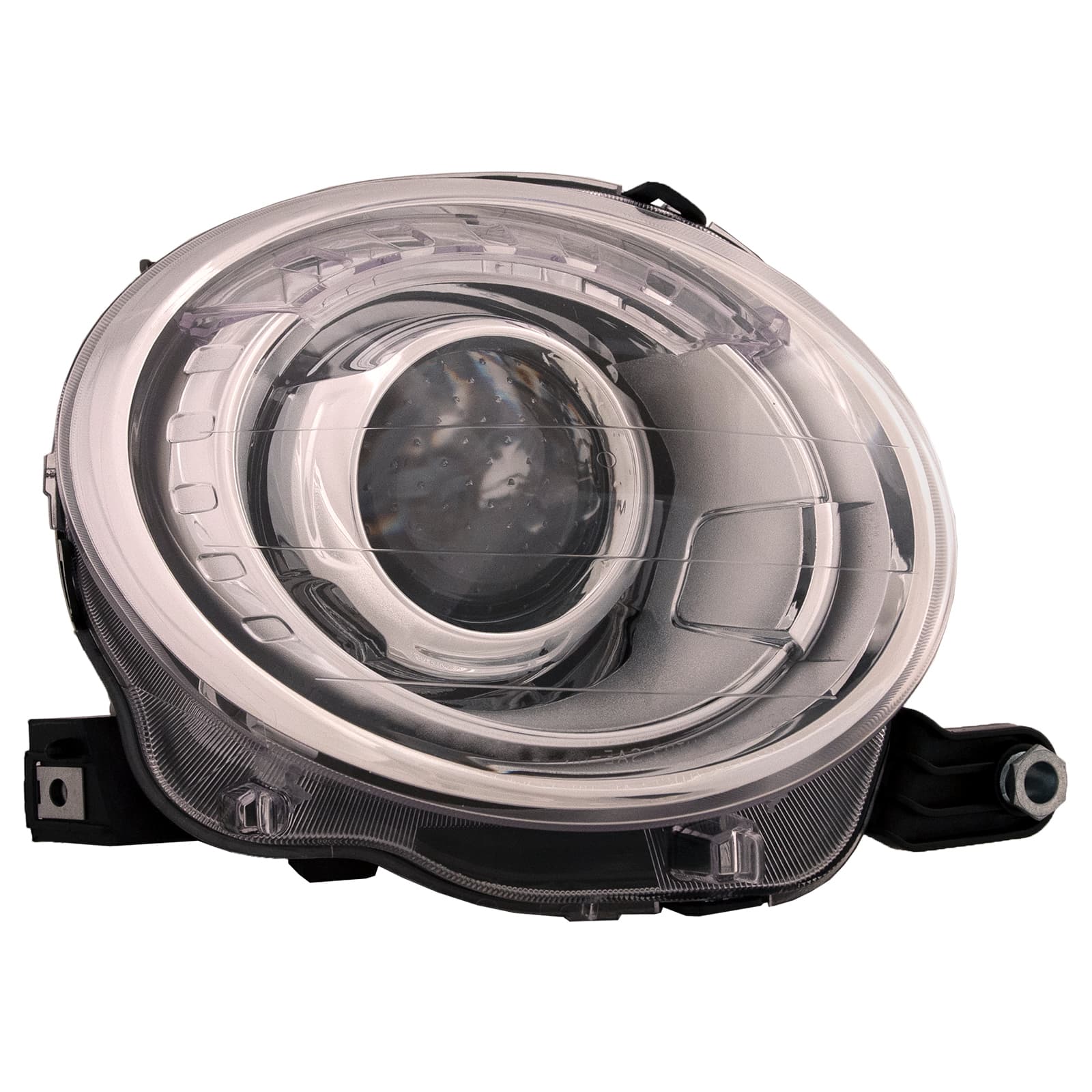Right Passenger Halogen Headlight with Chrome Trim Type 1 for 2012-2018 Fiat 500