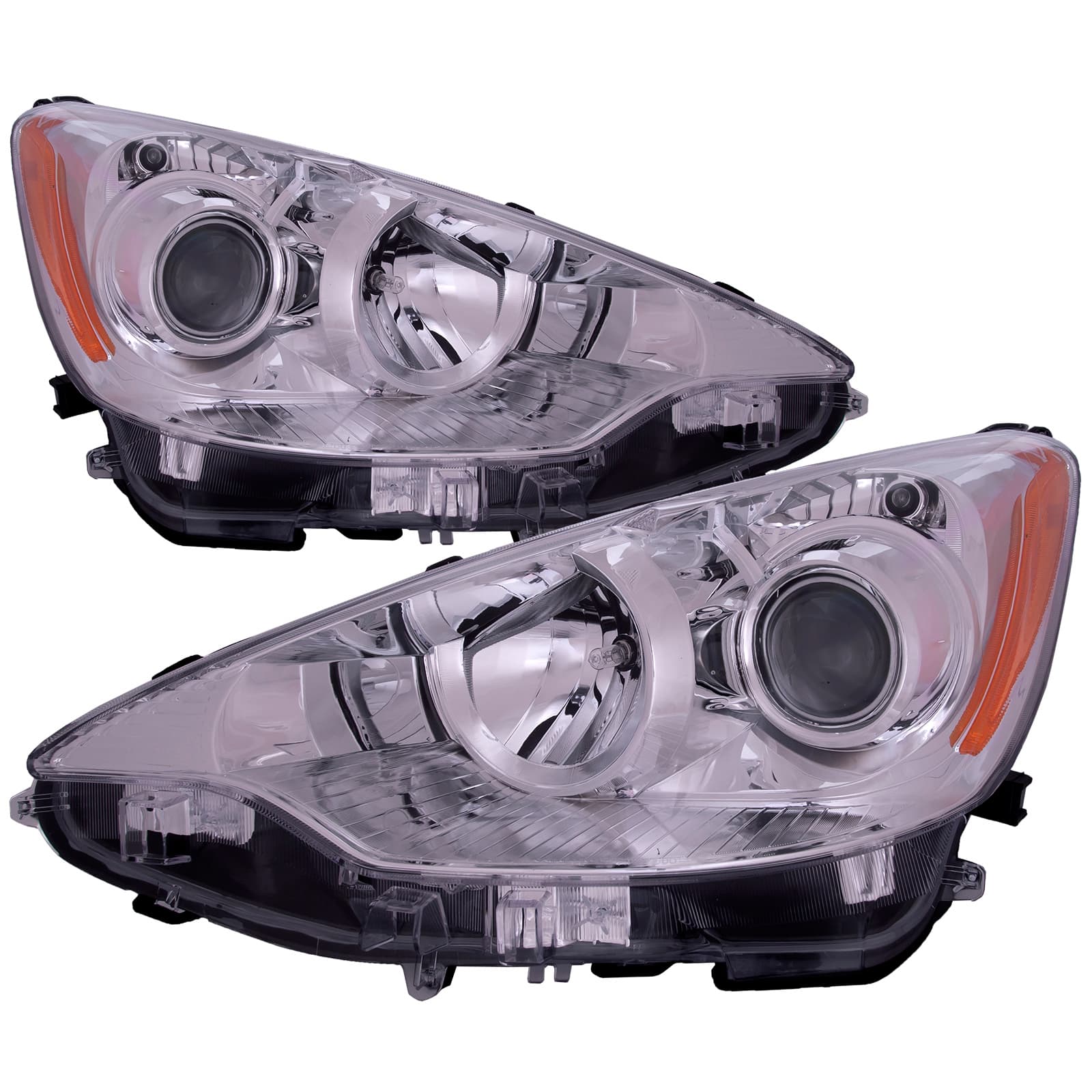 Headlights Set Halogen Left Driver Right Passenger Fits 2012-2014 Toyota Prius C