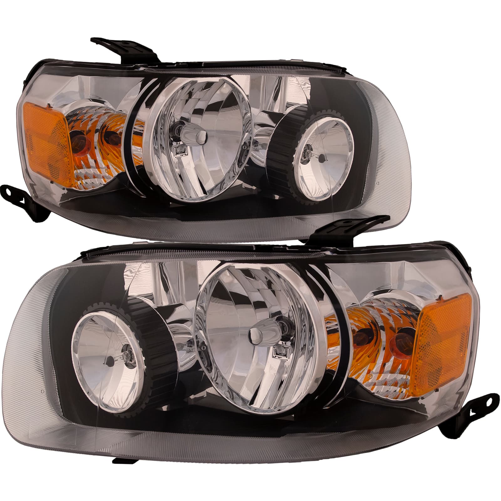 Headlights Set Fits 05-07 Ford Escape And Escape Hybrid Pair Halogen Headlamps
