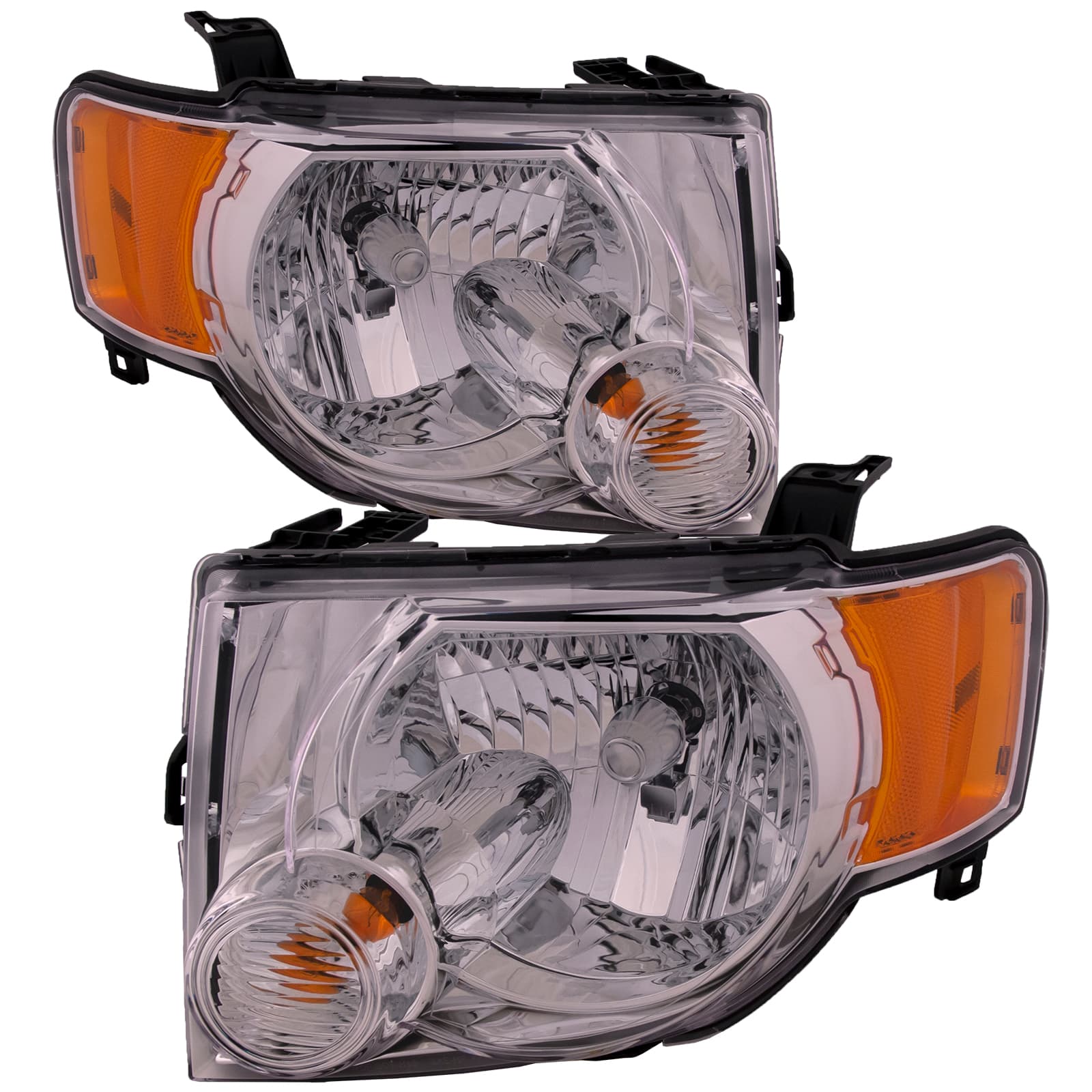Headlights Set Fits 08-12 Ford Escape And Escape Hybrid Pair Halogen Headlamps