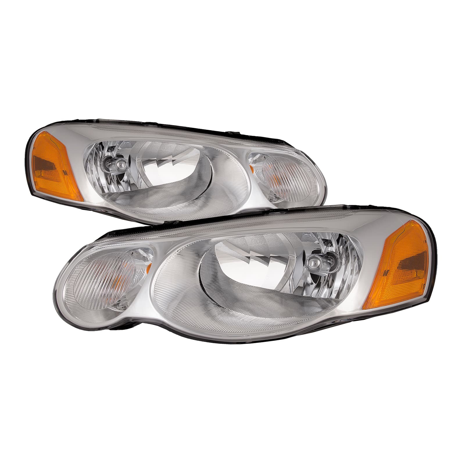 Headlights Set Halogen Chrome Fits 2004-2006 Chrysler Sebring Sedan/Convertible