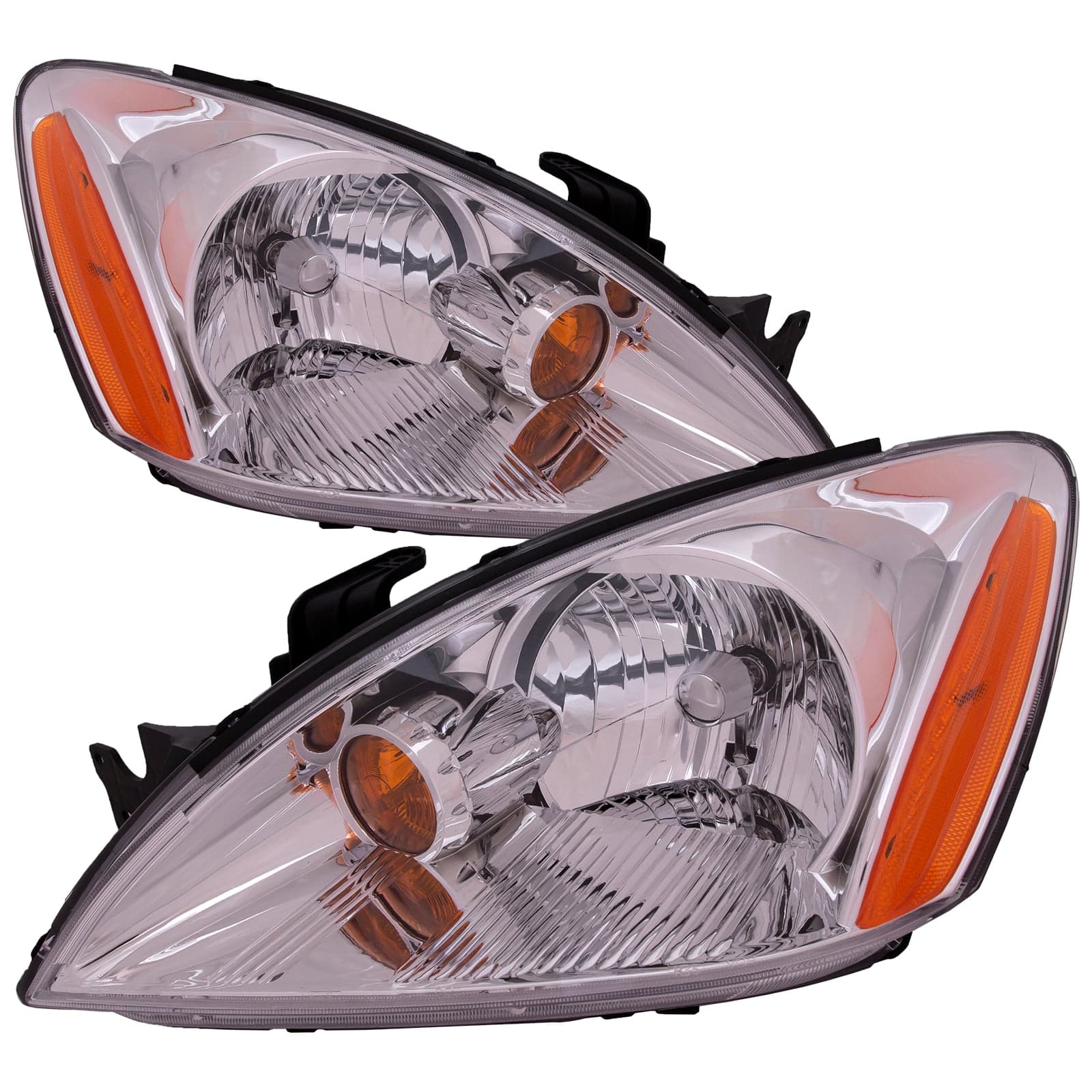 Headlights Set Fits 2004-2007 Mitsubishi Lancer Chrome Passenger And Driver Side