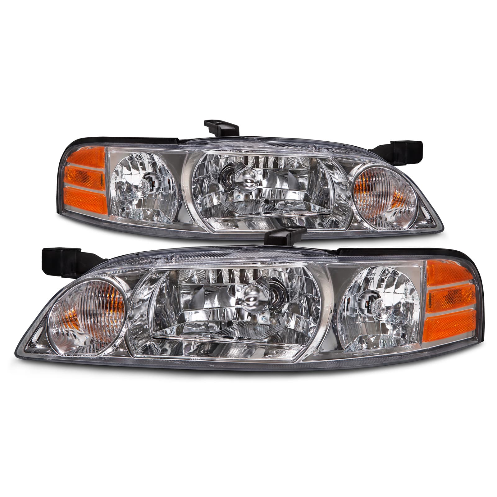 Headlights Set Chrome Halogen-Type Driver Left Right Passenger Pair Fits 2000-2001 Nissan Altima