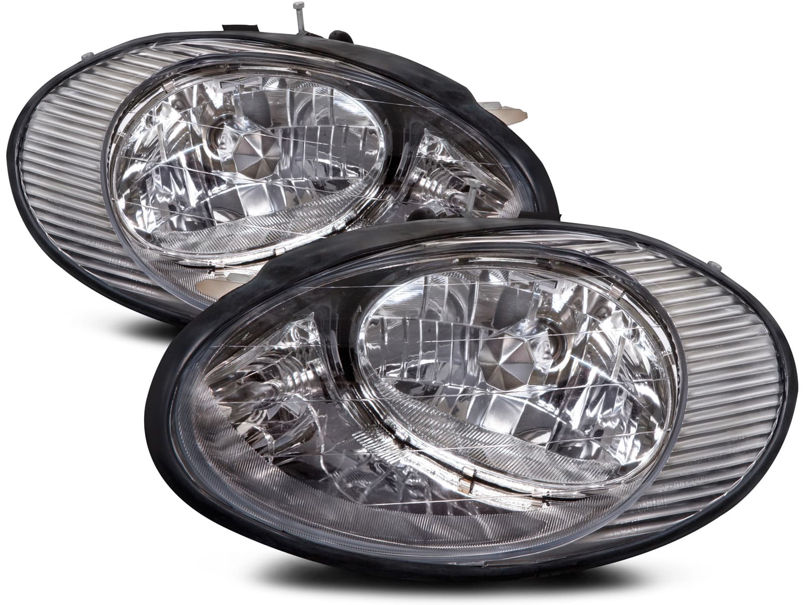 Headlights Set Halogen Chrome Driver Left Passenger Right Pair Fits 1996-1998 Ford Taurus