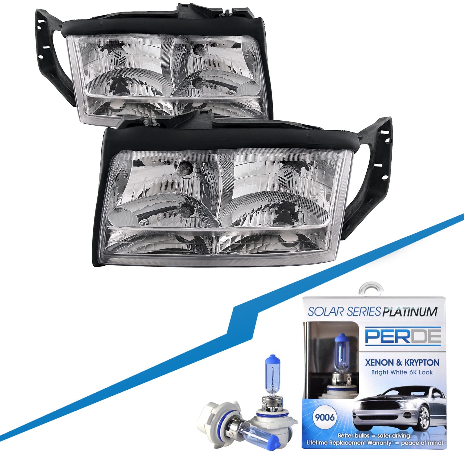 Headlights Halogen Set w/Xenons Fits 1997-1999 Cadillac Deville