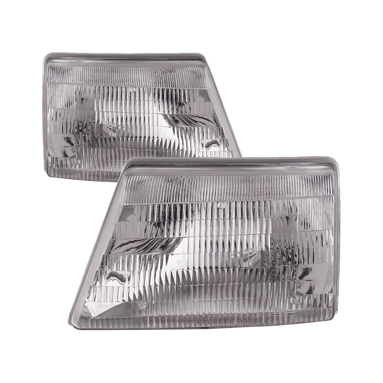 Headlights Halogen Chrome Left Driver Right Set Passenger Pair Fits 1998-2000 Ford Ranger