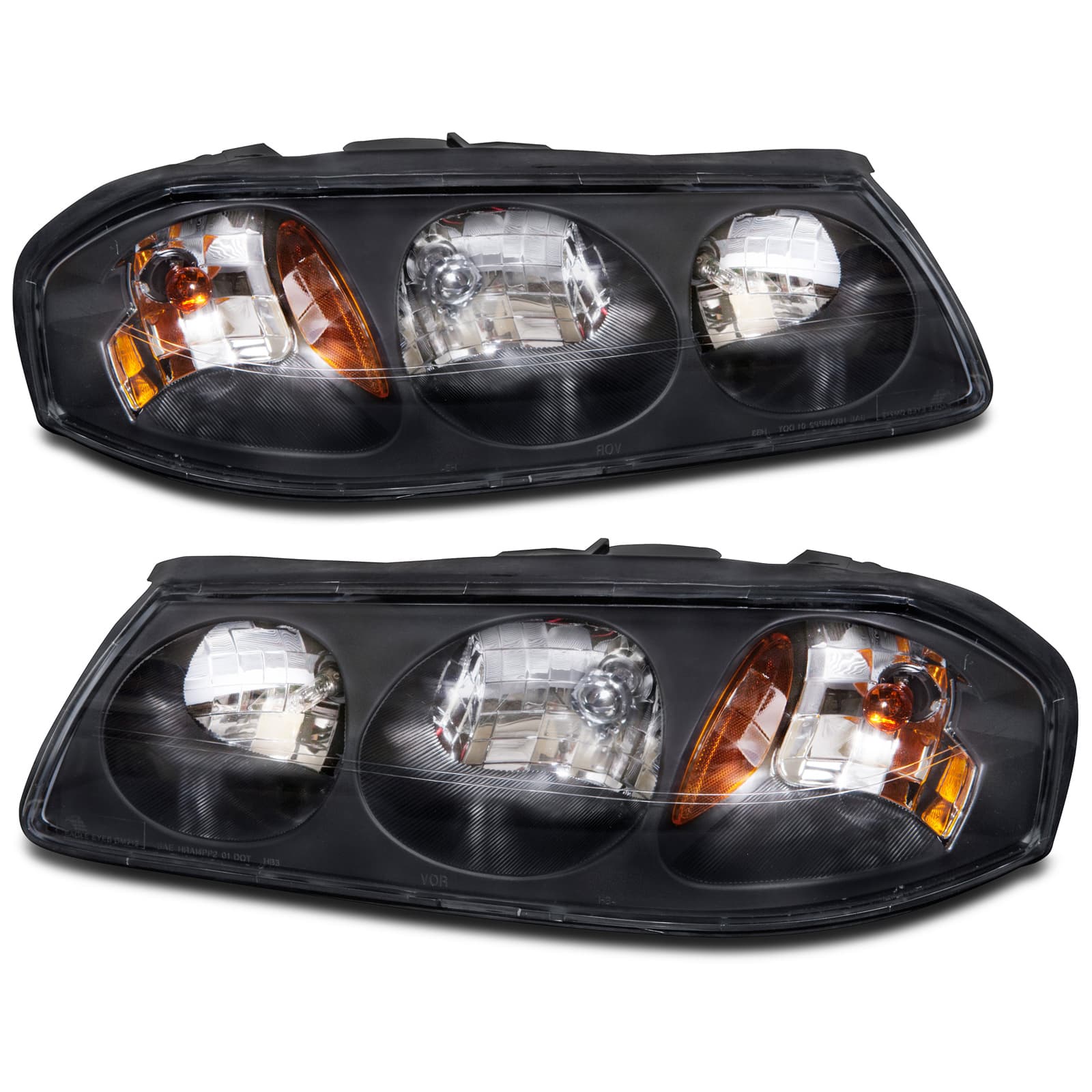 Halogen Headlights Set w/Xenon Bulbs Driver Left Passenger Right Pair Fits 2000-2004 Chevy Impala