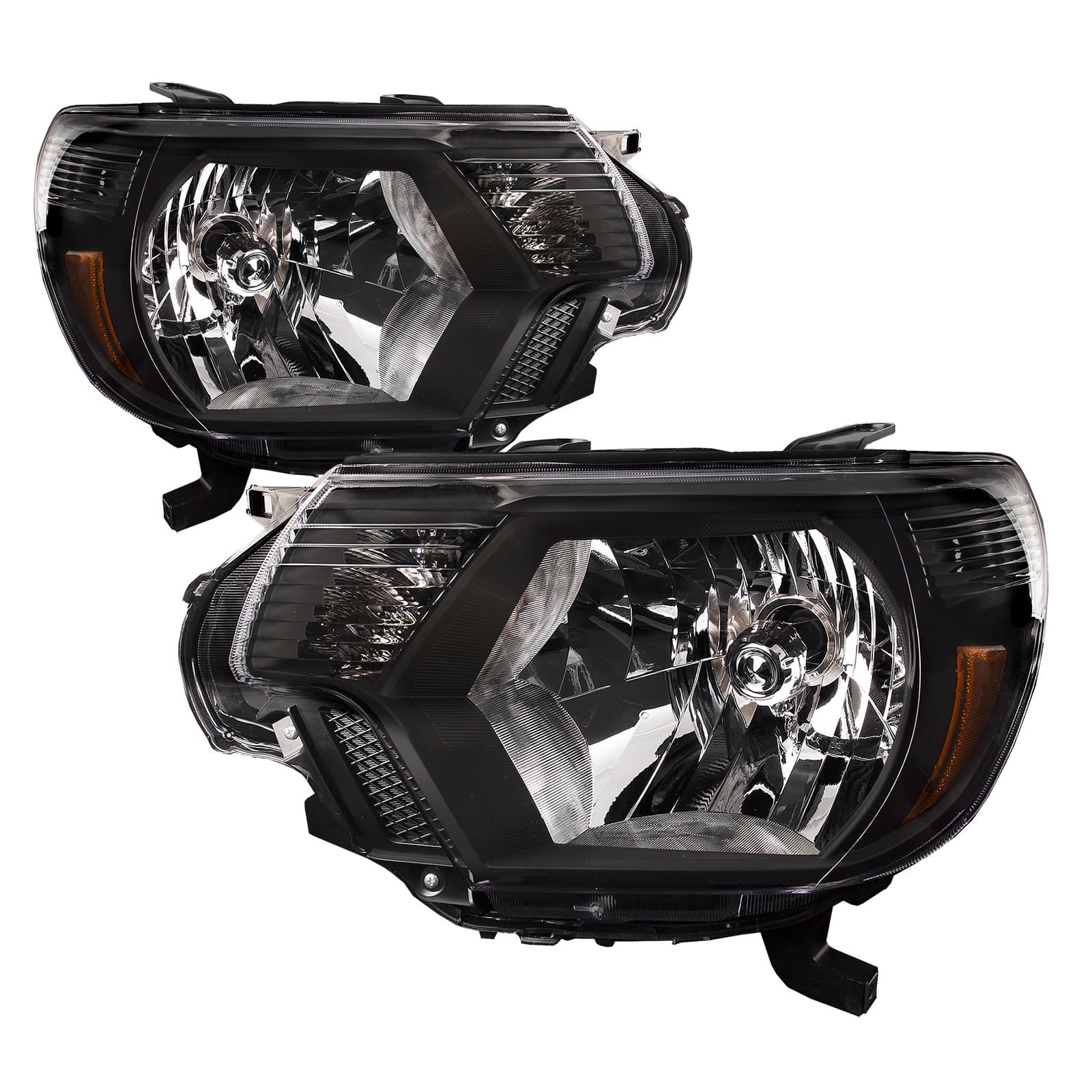 Headlights Halogen Black Set Driver Left Passenger Right Pair Fits 2012-2015 Toyota Tacoma TRD