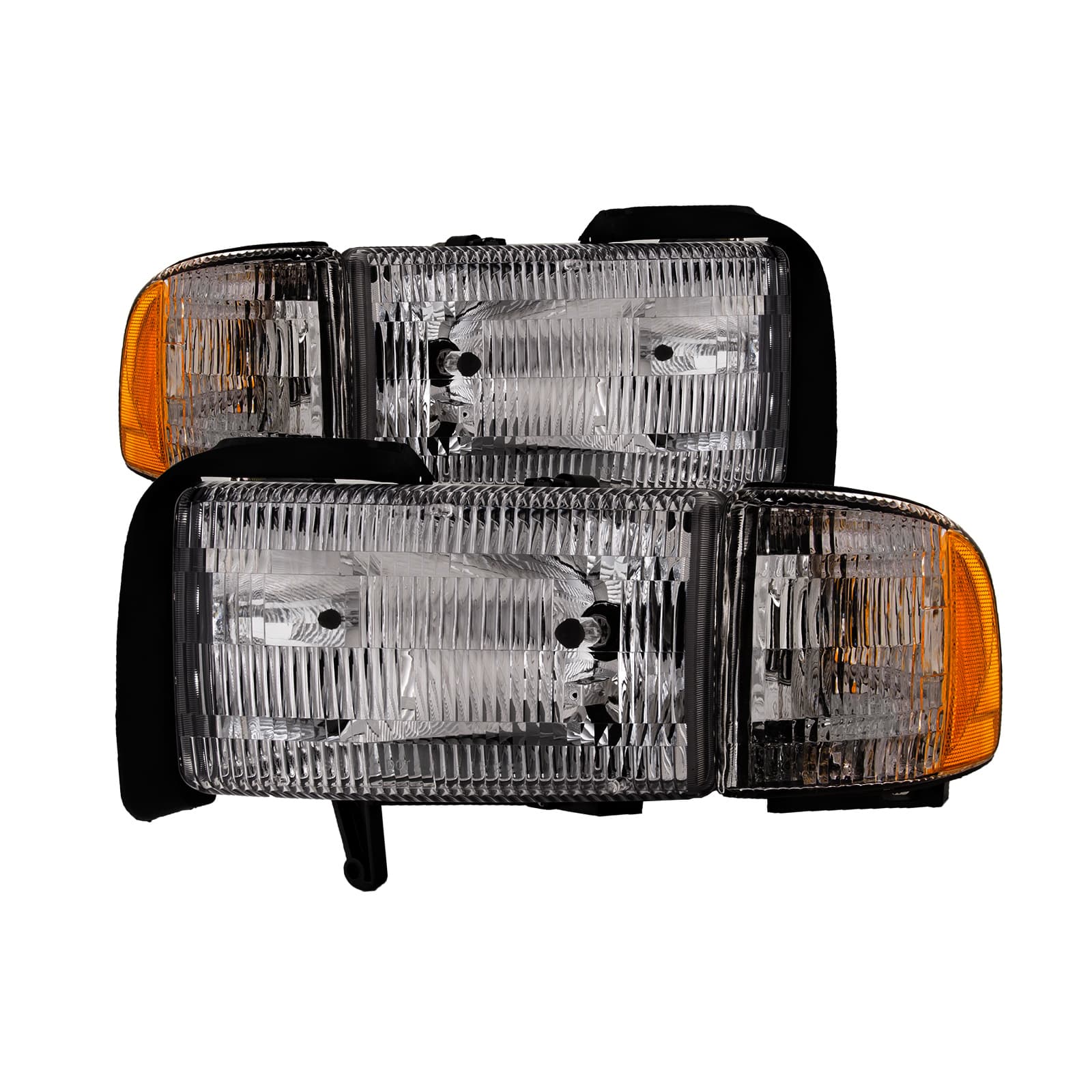 PERDE 94-02 Dodge Ram Non-Sport Performance Headlights (Set; Fluted Lens; Smoked Lens)