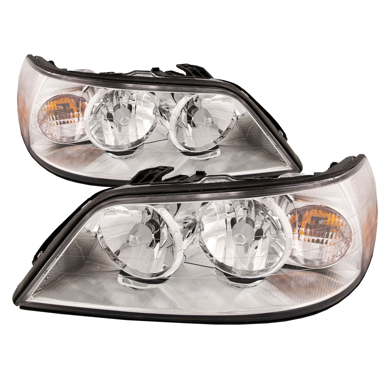 Headlight Set Halogen Chrome Sedan Fits 2005-2011 Lincoln Towncar