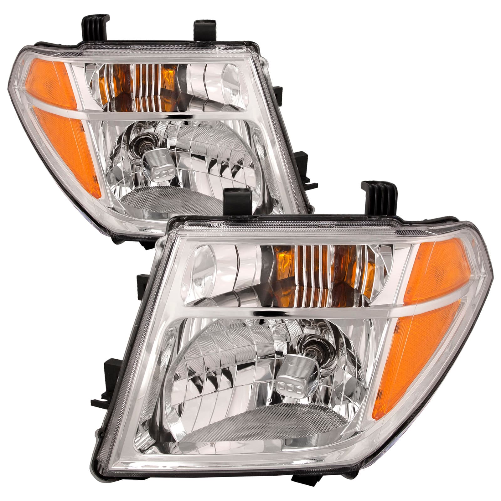 Headlights Set Halogen Chrome Driver Left Passenger Right Pair Fits 2005-2007 Nissan Pathfinder/2005-2008 Frontier