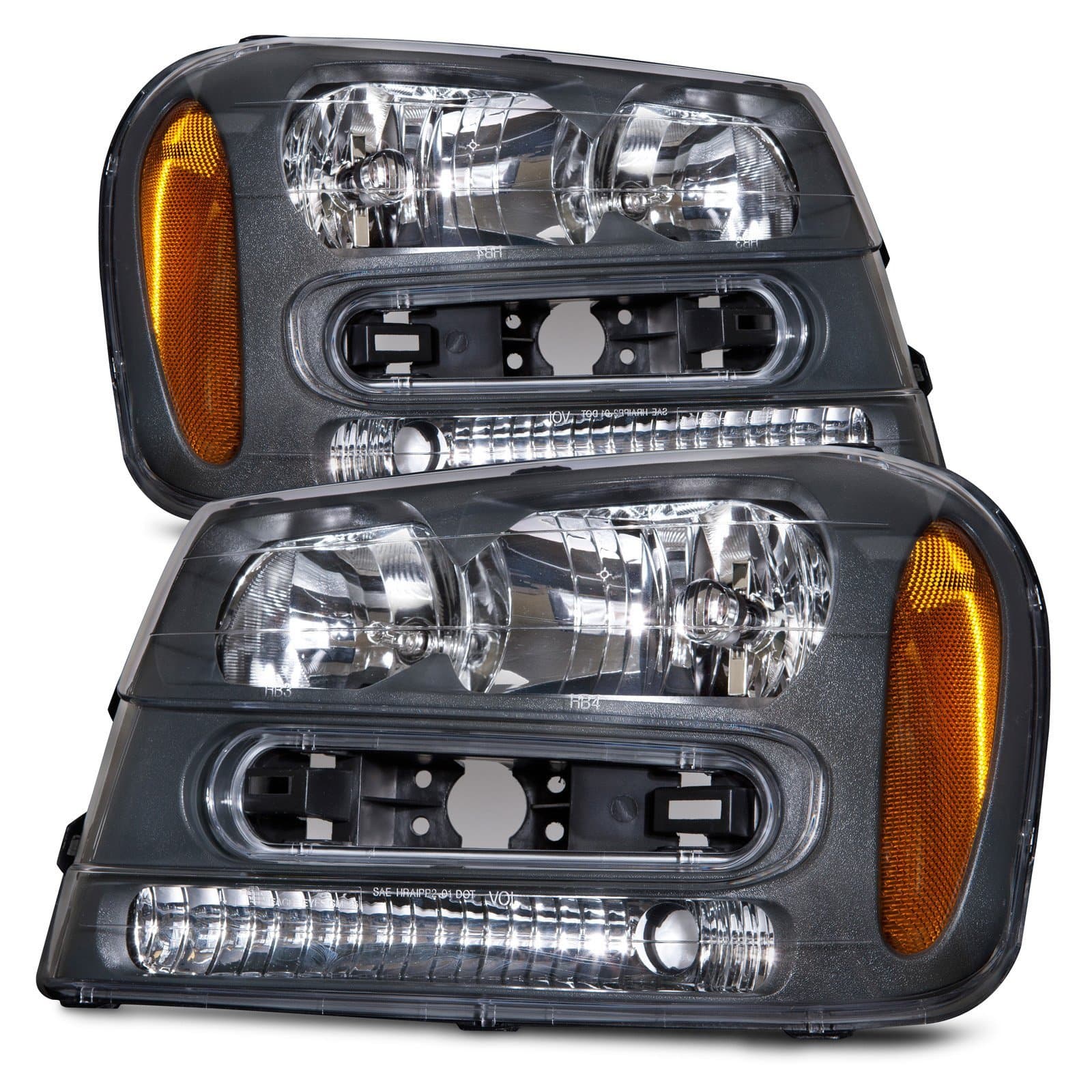 Headlights Halogen Set Fits 2002-2009 Chevy Trailblazer LS/LT/SS /2007 LS/SS/ 2008-2009 SS. Does not fit LTZ for any year. Fits Full-Width Bars Only.