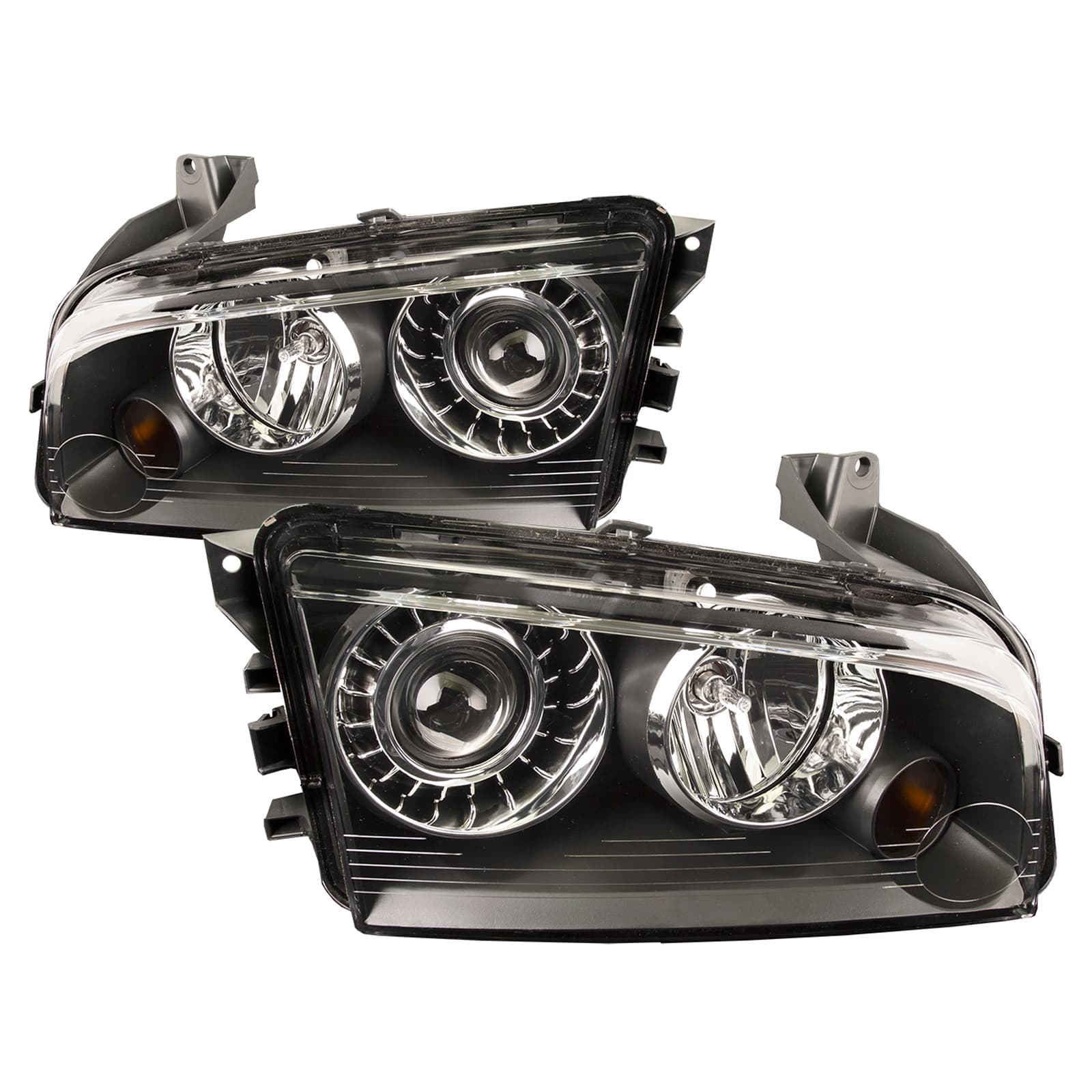 Headlights Set Fits 2008-2010 Dodge Charger HID Driver And Passenger Side Black Housing