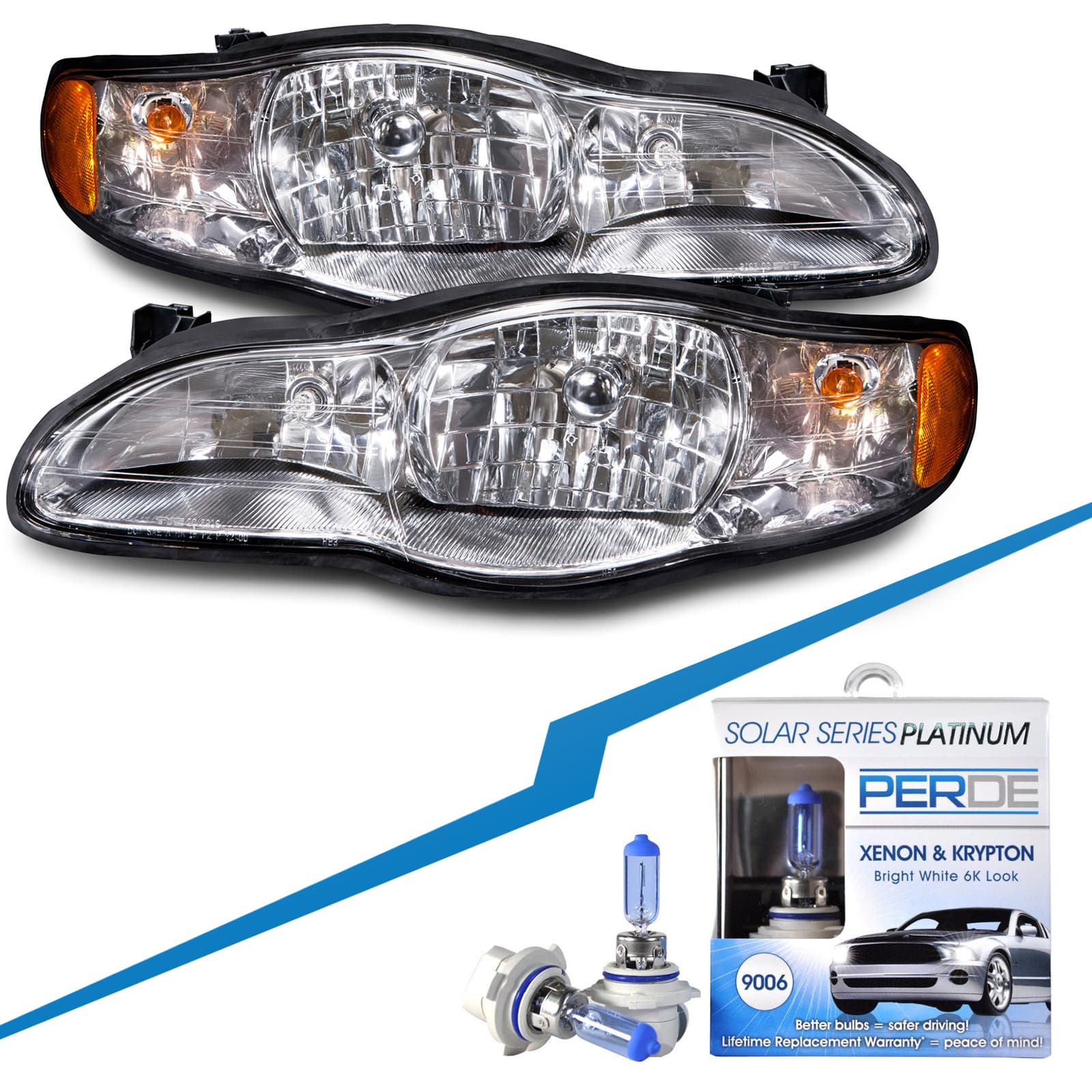 2000-2005 Chevy Monte Carlo Headlights Pair w/Halogen-Type Xenon Bulbs