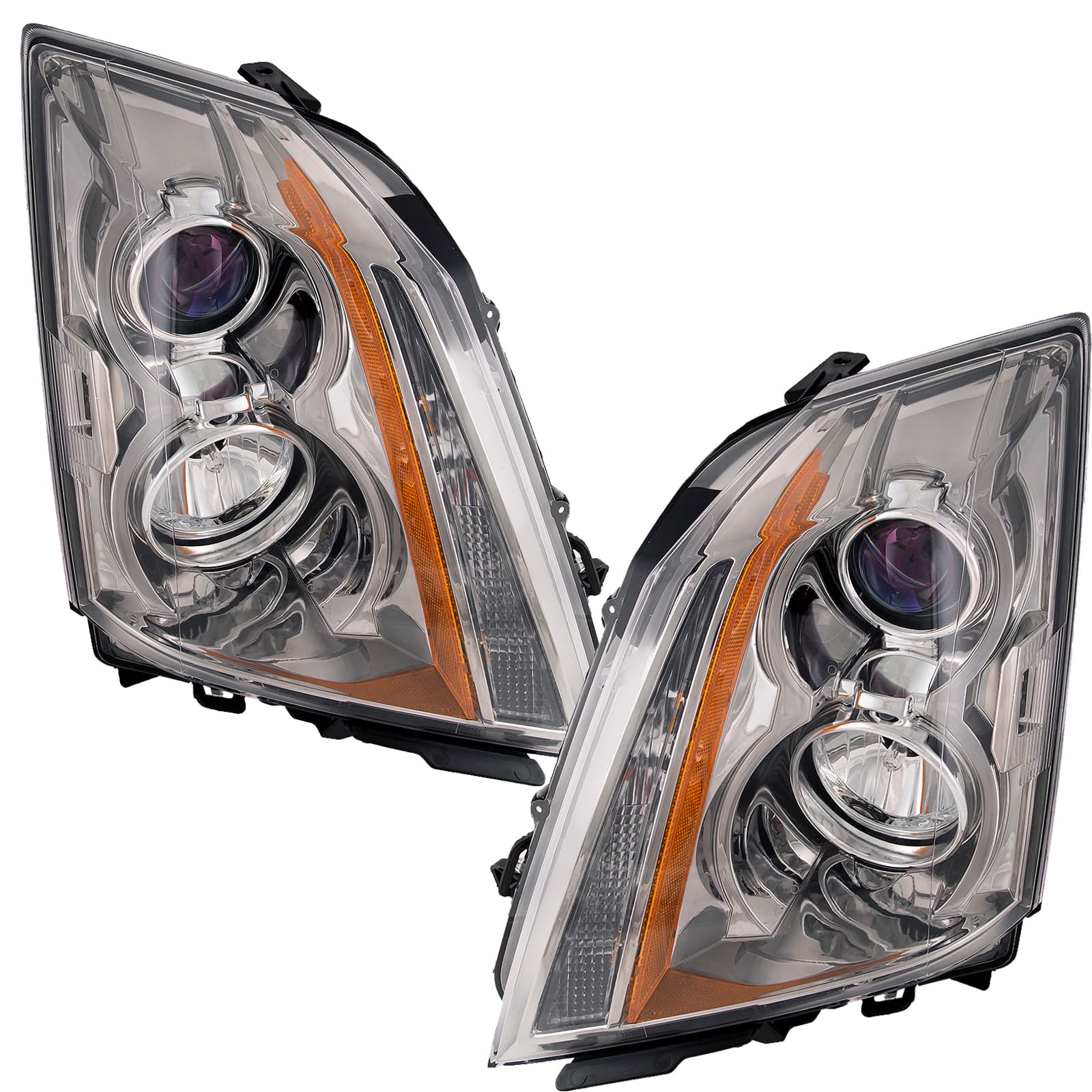 Headlights Set Fits Cadillac Cts 08-15 Pair CAPA Certified Halogen Lamps