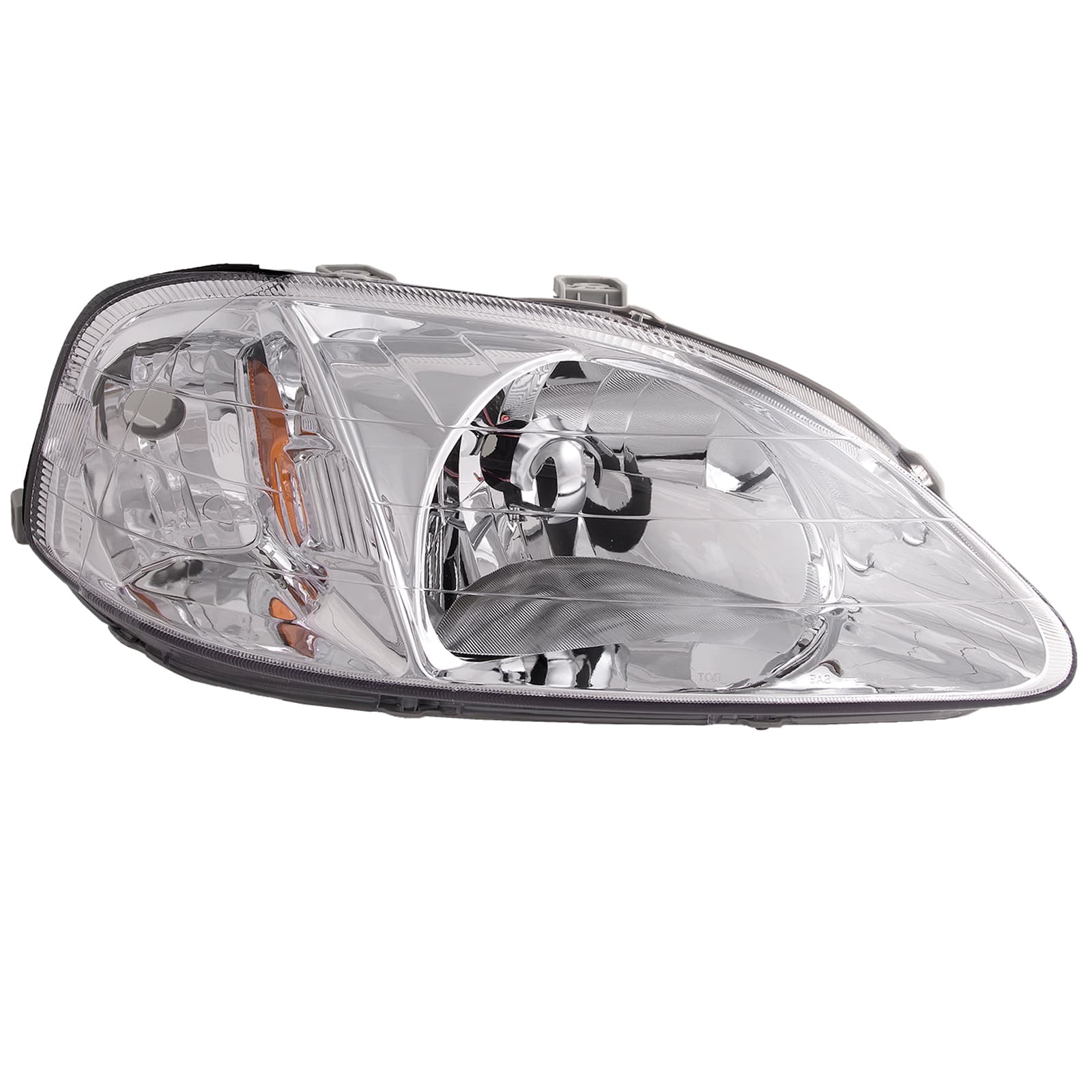 Headlight Fits 1999-2000 Honda Civic Headlight Right Passenger Side Halogen Headlamp With Chrome Housing