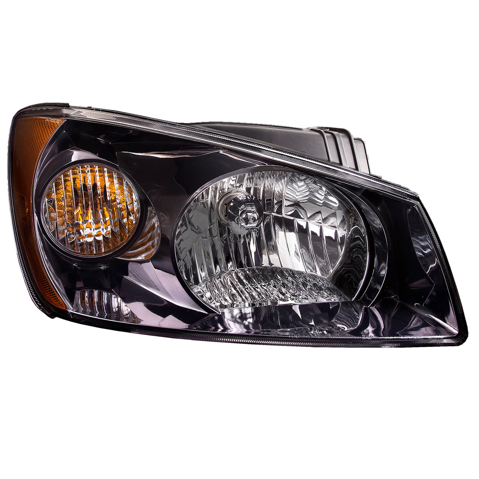 Headlight Halogen Black Housing Style Right Passenger Assembly Fits 2004-2006 Kia Spectra/2005-2006 Spectra SX