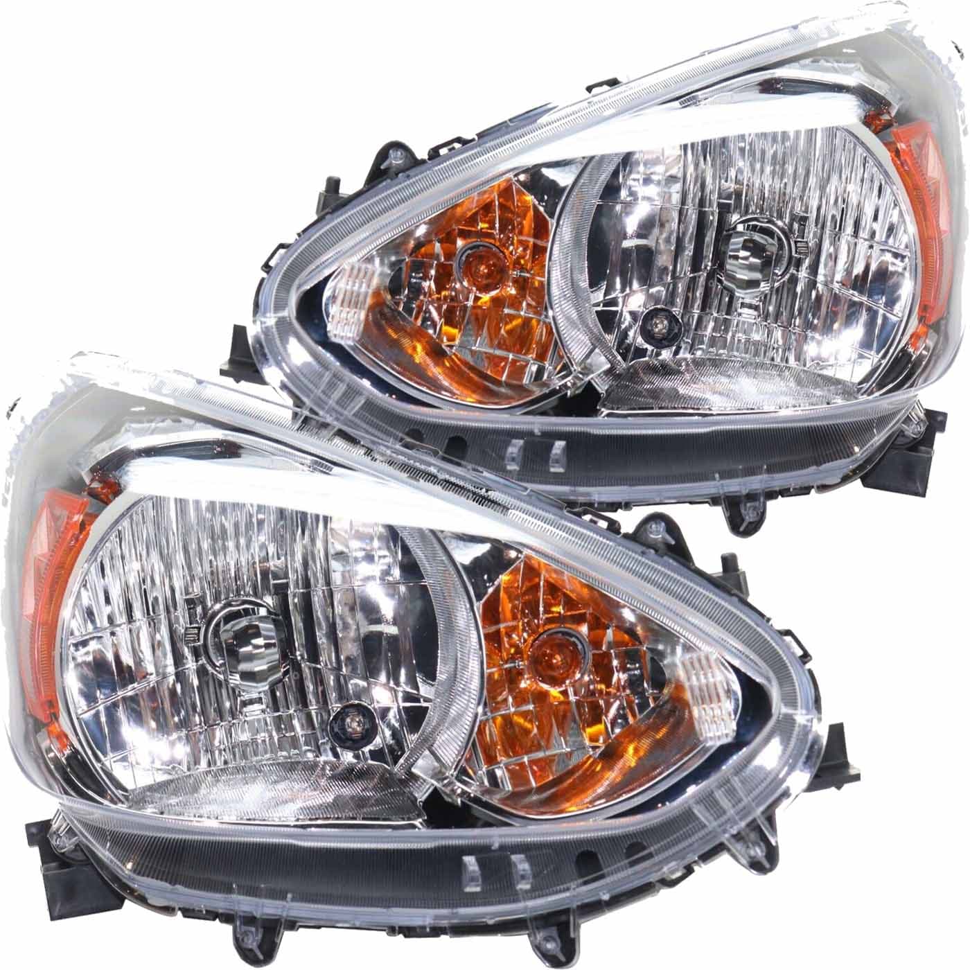 Headlights Set Fits 14-20 Mitsubishi Mirage Hatchback Pair Halogen Headlamps
